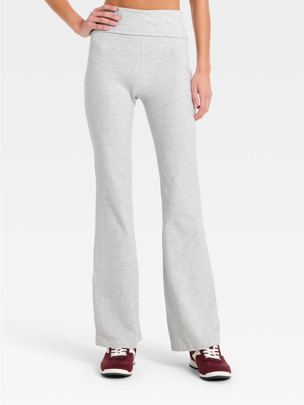 all in motion Light Gray High-Rise Foldover Flare Pants